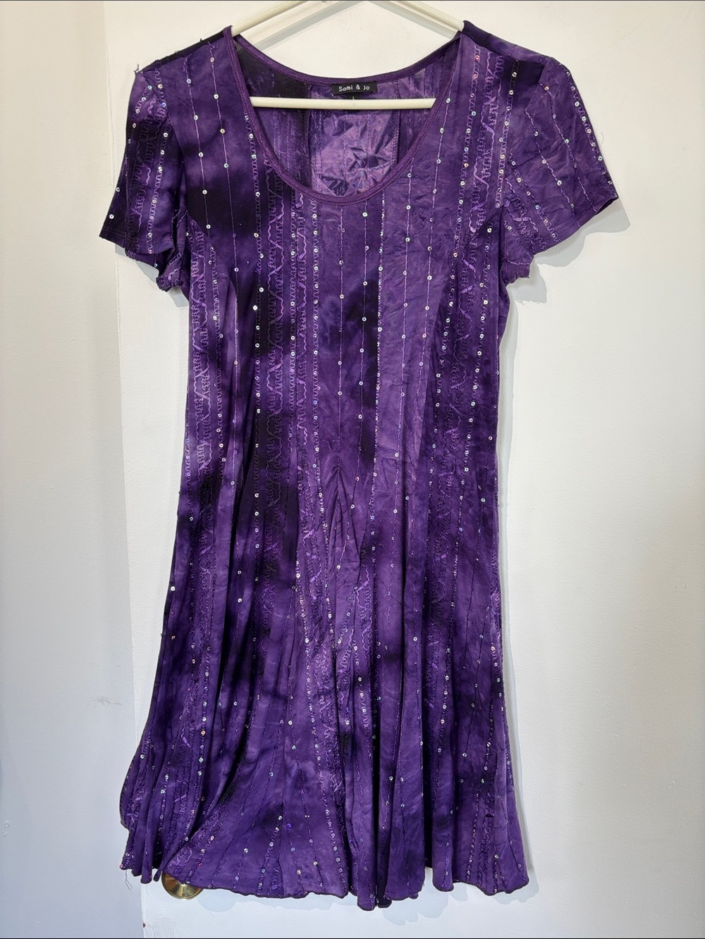 Sami & Jo Purple Sequin Short Sleeve Dress